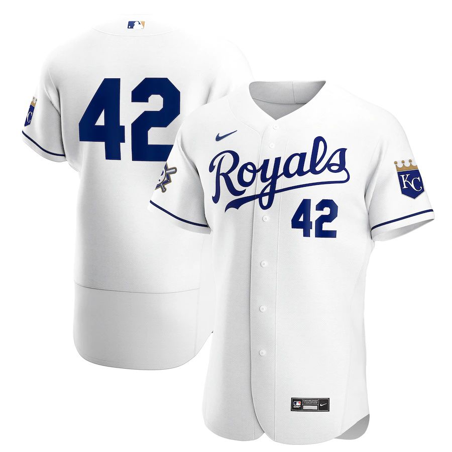 Mens Kansas City Royals #42 Nike White Home Jackie Robinson Day Authentic MLB Jerseys->kansas city royals->MLB Jersey
